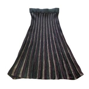 Nanette Lepore Metallic Striped Pleated Midi Skirt Size Small
